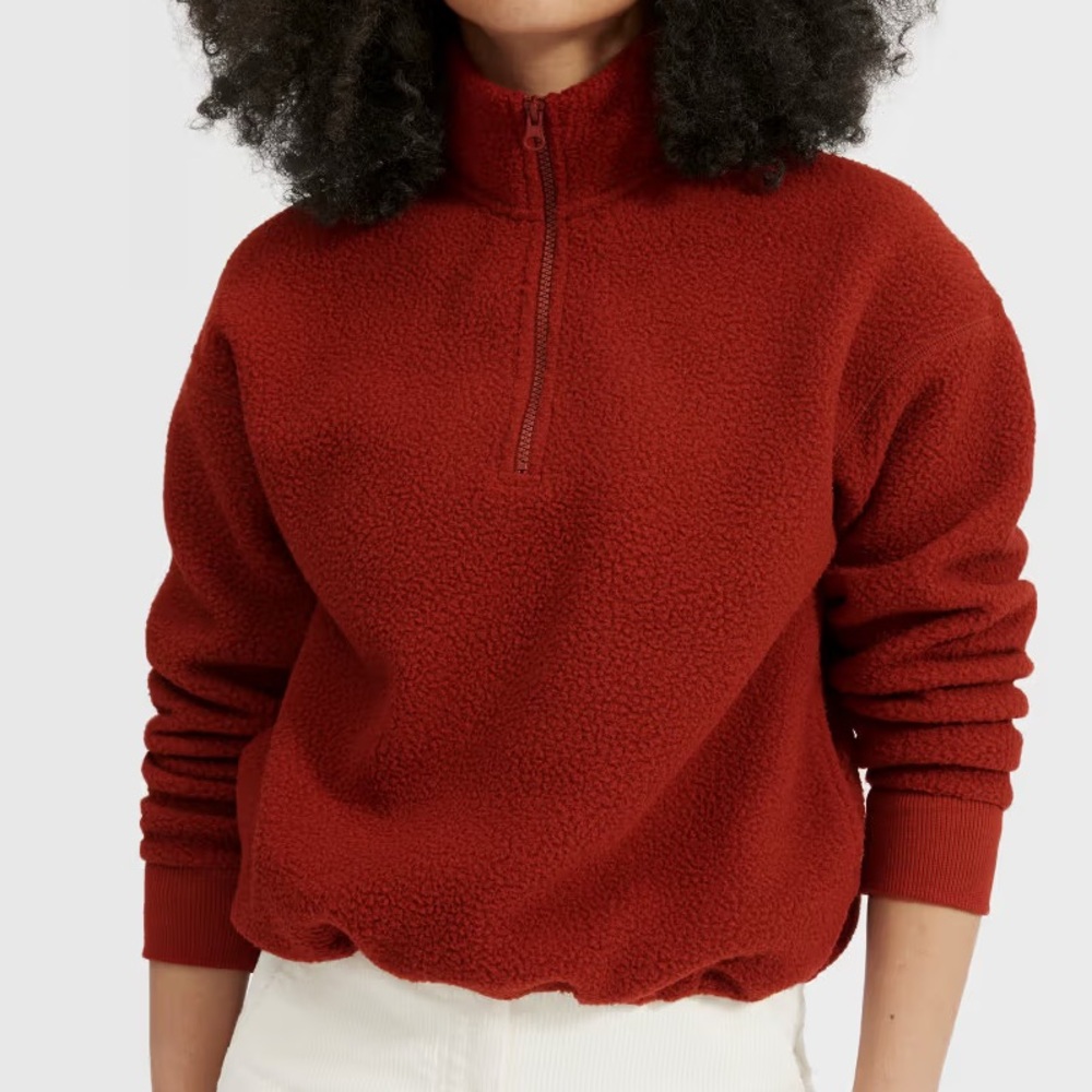 Everlane The ReNew Fleece Half-Zip in Brick